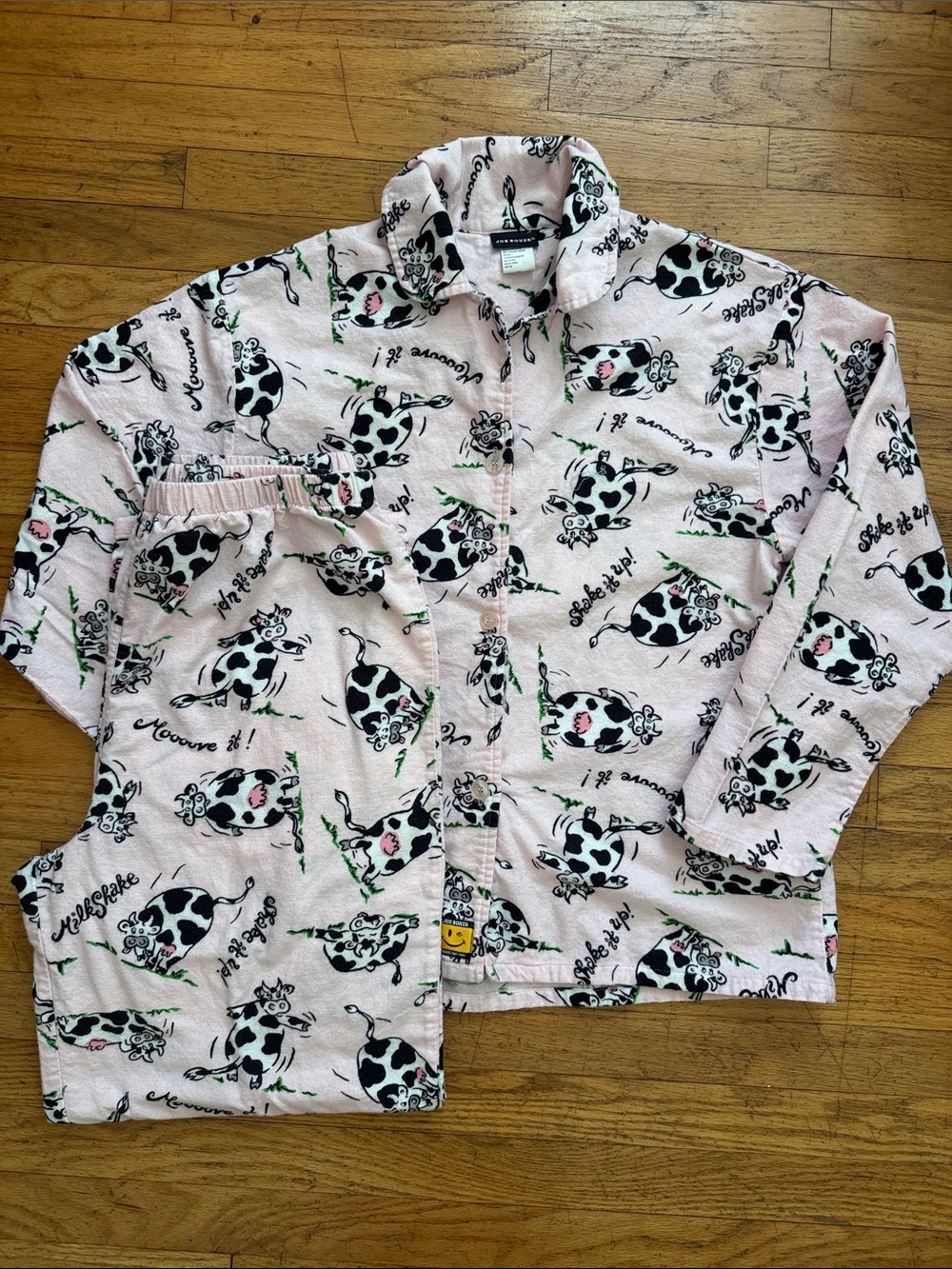 Rare! Joe Boxer Pink Cow-Print Pajama Set
